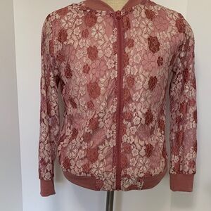 Crazy Train Rose Lace Bomber Jacket
